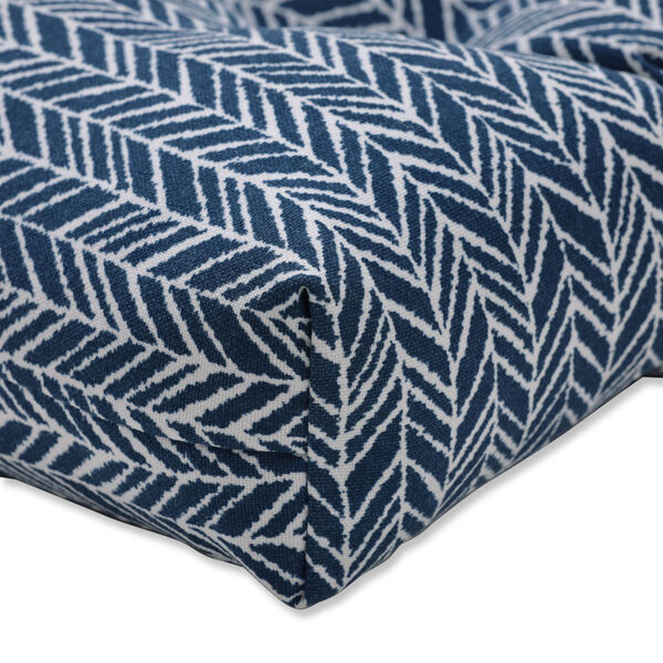 Pillow Perfect Herringbone Blue Off-White 60-Inch Bench Cushion 653464